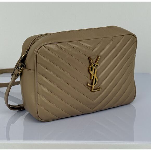 Saint Laurent Camera Bag Calfskin Matelasse Monogram Lou Beige - Picture 1 of 16